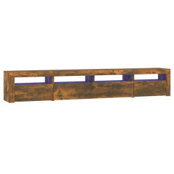 vidaXL Mobile Porta TV con Luci LED Rovere Fumo 240x35x40 cm
