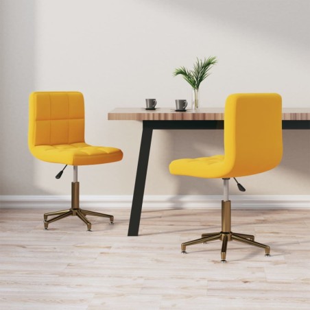 vidaXL Sedie da Pranzo Girevoli 2 pz Giallo Senape in Velluto