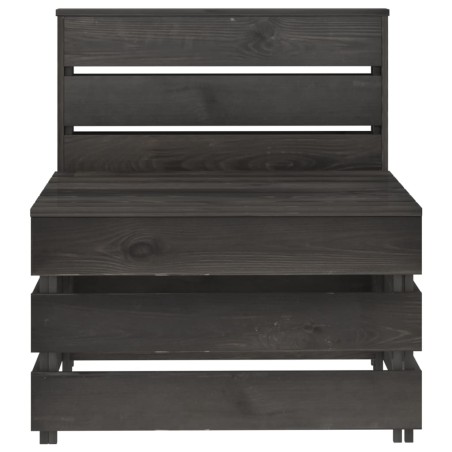 Divano Centrale Giardino su Pallet Legno Pino Impregnato Grigio