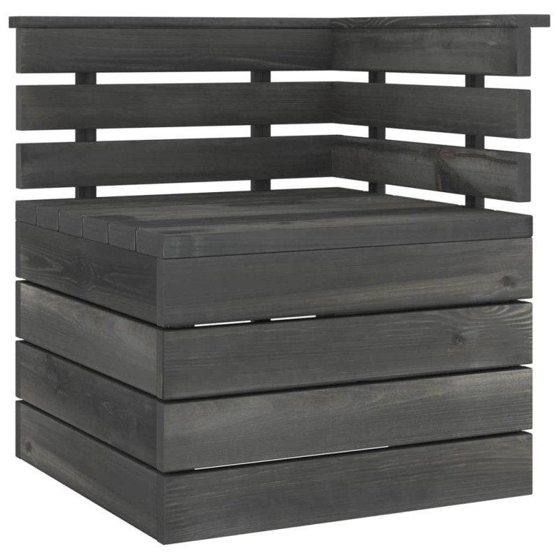 Divano Angolare da Giardino Pallet Legno di Pino Grigio Scuro Divano Angolare da Giardino Pallet Legno di Pino Grigio Scuro