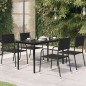 Tavolo da Giardino Nero 140x70x74 cm in Acciaio e Vetro Tavolo da Giardino Nero 140x70x74 cm in Acciaio e Vetro