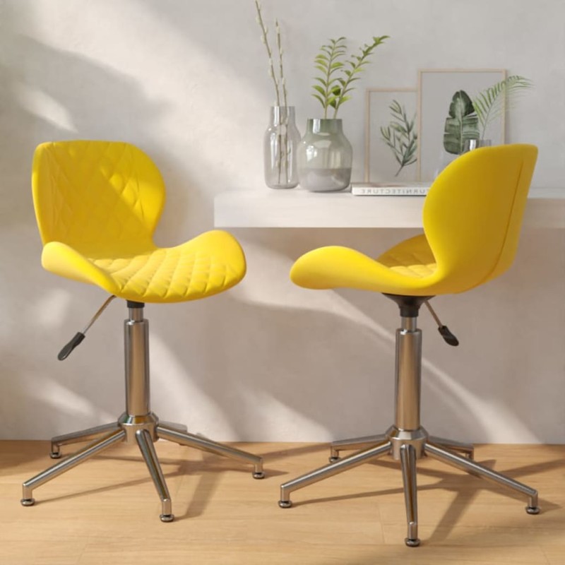 vidaXL Sedie da Pranzo Girevoli 2 pz Giallo Senape in Velluto vidaXL Sedie da Pranzo Girevoli 2 pz Giallo Senape in Velluto