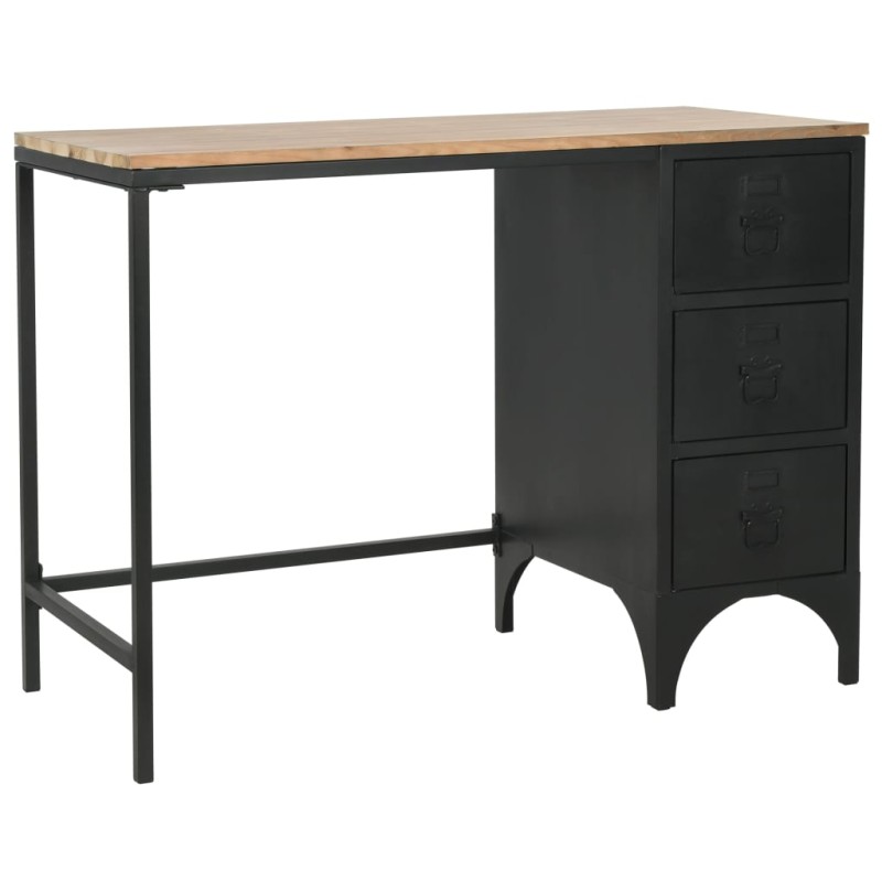 vidaXL Scrivania Base Singola Legno di Abete e Acciaio 100x50x76 cm vidaXL Scrivania Base Singola Legno di Abete e Acciaio 100x50x76 cm