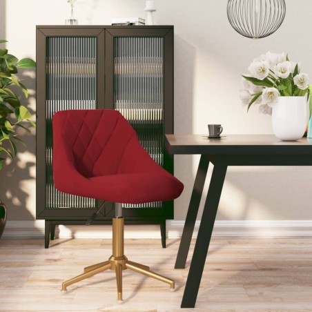 vidaXL Sedia da Pranzo Girevole Rosso Vino in Velluto