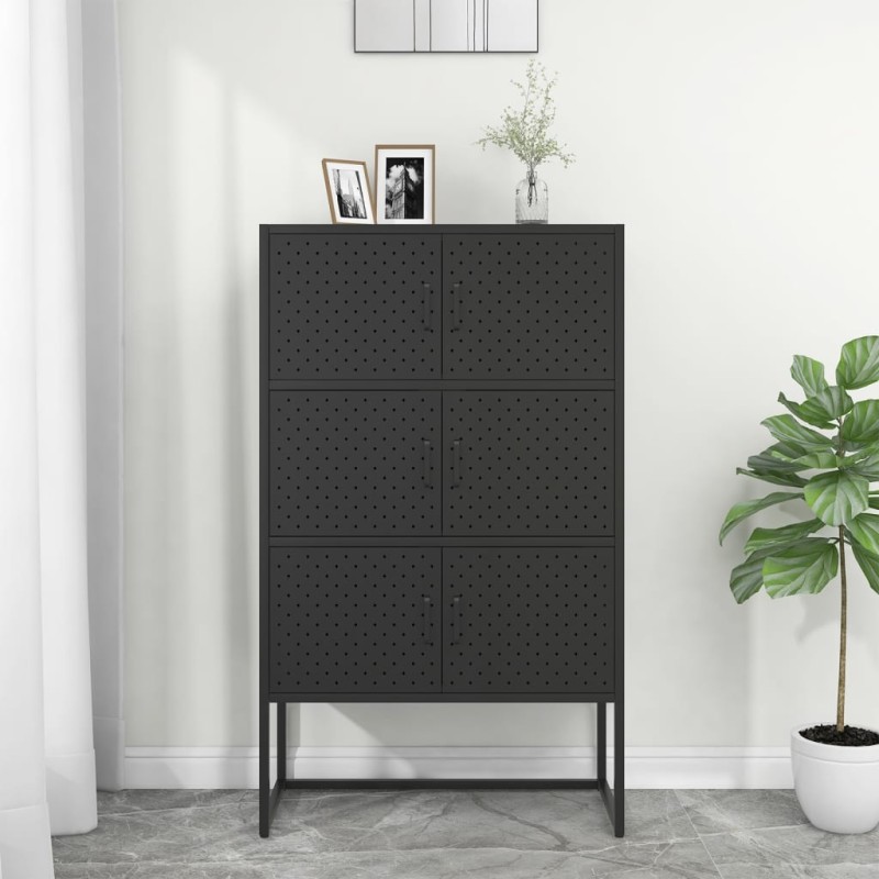 vidaXL Credenza Alta Nera 80x35x135 cm in Acciaio vidaXL Credenza Alta Nera 80x35x135 cm in Acciaio