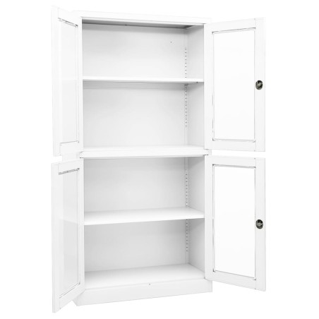 vidaXL Armadio per Ufficio Bianco 90x40x180 cm in Acciaio e Vetro