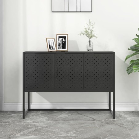 vidaXL Credenza Nera 105x35x75 cm in Acciaio