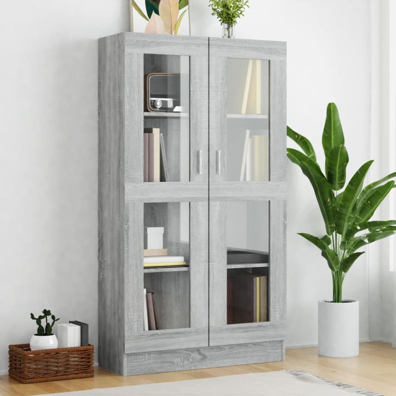Mobile Vetrina Grigio Sonoma 82,5x30,5x150 cm Legno Multistrato Mobile Vetrina Grigio Sonoma 82,5x30,5x150 cm Legno Multistrato