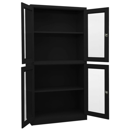 vidaXL Armadio per Ufficio Nero 90x40x180 cm in Acciaio e Vetro