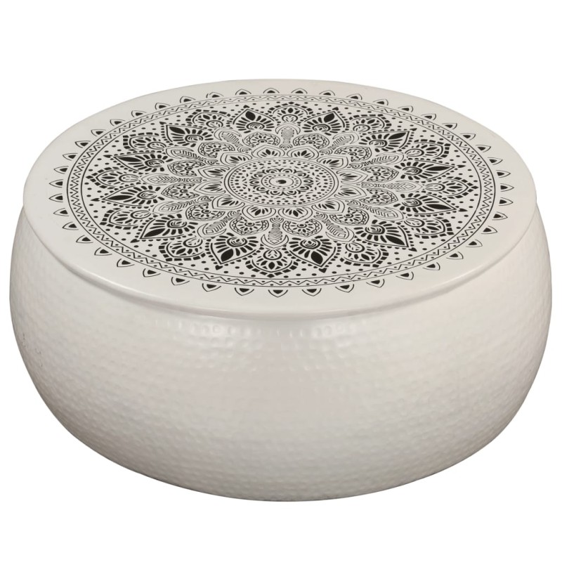 vidaXL Tavolino da Caffè in Alluminio Martellato 70x30 cm Bianco vidaXL Tavolino da Caffè in Alluminio Martellato 70x30 cm Bianco