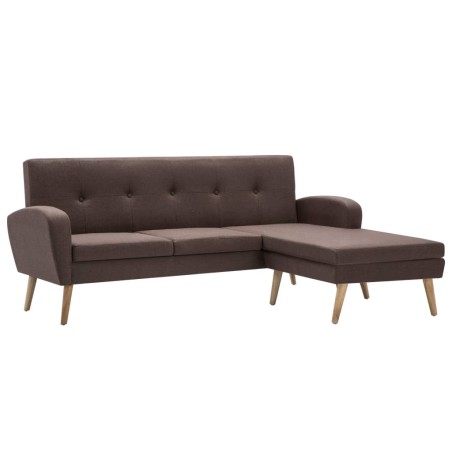 vidaXL Divano a L con Rivestimento in Tessuto 186x136x79 cm Marrone