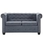 vidaXL Divano Chesterfield a 2 Posti in Finta Pelle Scamosciata Grigia
