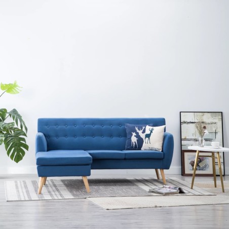 vidaXL Divano a L Rivestito in Tessuto 171,5x138x81,5 cm Blu