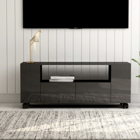 Mobile Porta TV Grigio Lucido 120x35x48 cm in Legno Multistrato