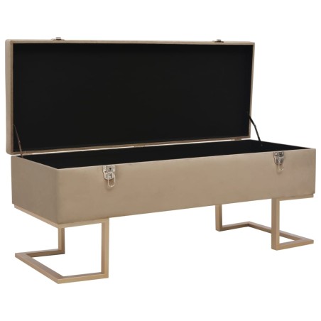 vidaXL Panca con Vano Portaoggetti 105 cm Beige in Velluto