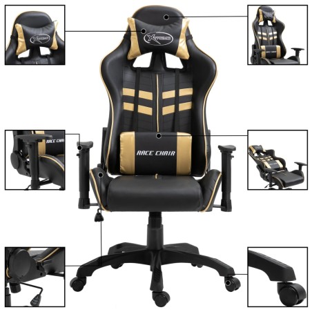 vidaXL Sedia da Gaming Oro in Similpelle