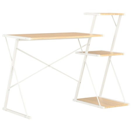 vidaXL Scrivania con Mensole Bianca e Rovere 116x50x93 cm