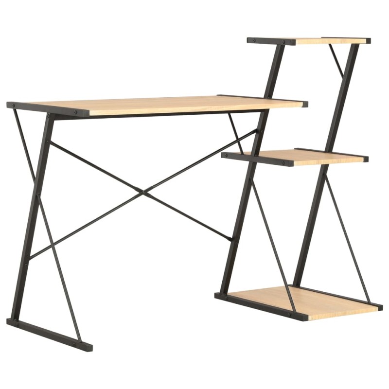 vidaXL Scrivania con Mensole Nera e Rovere 116x50x93 cm