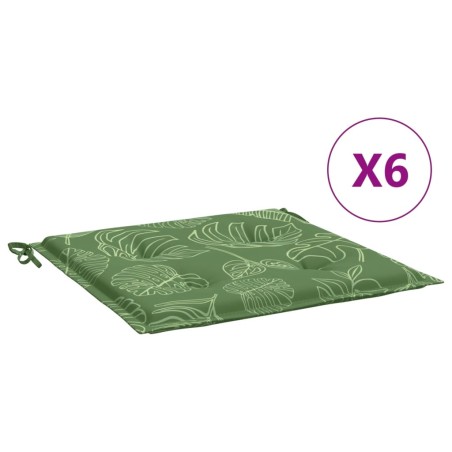 vidaXL Cuscini per Sedia 6 pz Motivo a Foglie 40x40x3 cm Tessuto