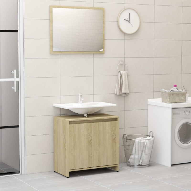 Set Mobili da Bagno Rovere Sonoma in Truciolato Set Mobili da Bagno Rovere Sonoma in Truciolato
