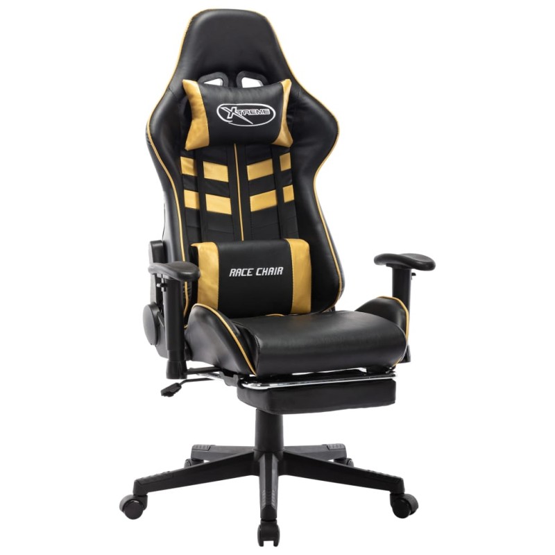 vidaXL Sedia da Gaming con Poggiapiedi Nera e Oro in Similpelle vidaXL Sedia da Gaming con Poggiapiedi Nera e Oro in Similpelle