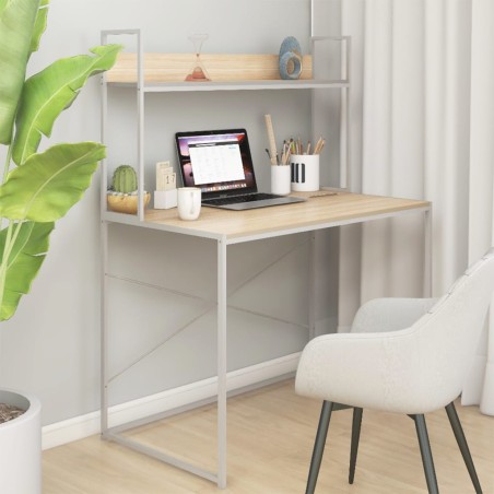 vidaXL Scrivania per Computer Bianco e Rovere 110x60x138cm Truciolato