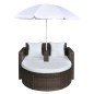 vidaXL Lettino da Giardino con Ombrellone Marrone in Polyrattan