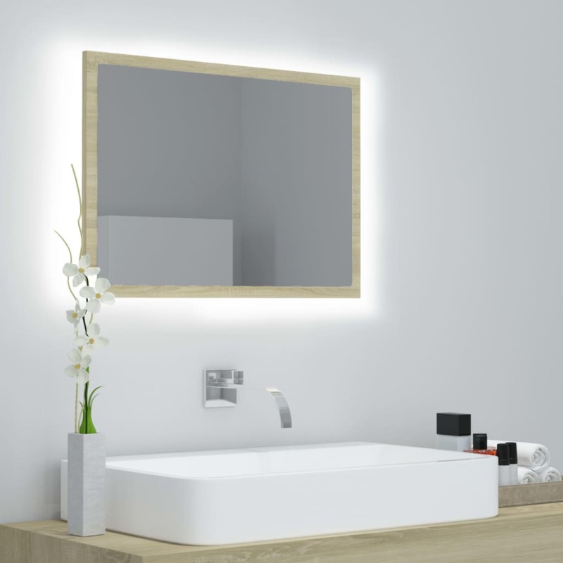 Specchio da Bagno LED Rovere Sonoma 60x8,5x37 cm in Acrilico Specchio da Bagno LED Rovere Sonoma 60x8,5x37 cm in Acrilico