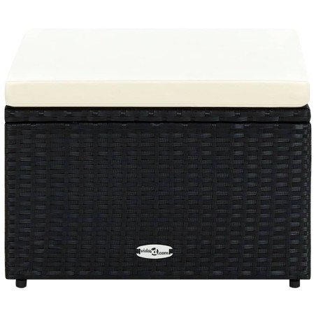 vidaXL Poggiapiedi Ottomana in Polyrattan 53x53x30 cm Nero 