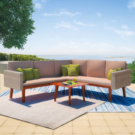 vidaXL Set Divani da Giardino 4 pz con Cuscini in Polyrattan Grigio