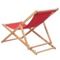 vidaXL Sdraio da Spiaggia Pieghevole Telaio in Legno e Tessuto Rosso vidaXL Sdraio da Spiaggia Pieghevole Telaio in Legno e Tessuto Rosso
