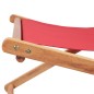 vidaXL Sdraio da Spiaggia Pieghevole Telaio in Legno e Tessuto Rosso vidaXL Sdraio da Spiaggia Pieghevole Telaio in Legno e Tessuto Rosso