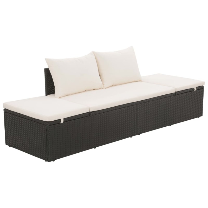 vidaXL Lettino da Giardino Nero 195x60 cm in Polyrattan vidaXL Lettino da Giardino Nero 195x60 cm in Polyrattan
