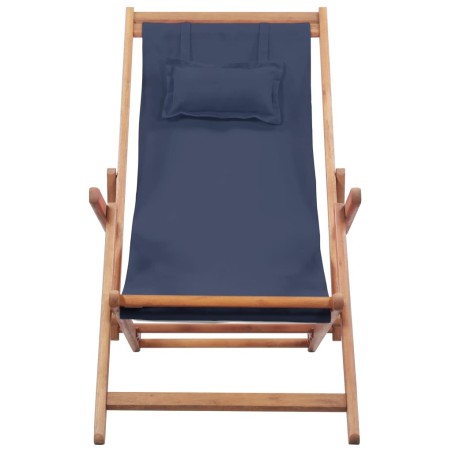vidaXL Sdraio da Spiaggia Pieghevole in Tessuto e Telaio Legno Blu