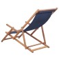 vidaXL Sdraio da Spiaggia Pieghevole in Tessuto e Telaio Legno Blu vidaXL Sdraio da Spiaggia Pieghevole in Tessuto e Telaio Legno Blu
