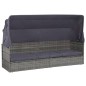vidaXL Lettino da Giardino con Tettuccio Grigio 205x62 cm Polyrattan vidaXL Lettino da Giardino con Tettuccio Grigio 205x62 cm Polyrattan