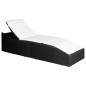 vidaXL Lettino con Cuscino in Polyrattan Nero vidaXL Lettino con Cuscino in Polyrattan Nero