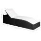 vidaXL Lettino con Cuscino in Polyrattan Nero vidaXL Lettino con Cuscino in Polyrattan Nero