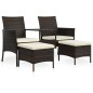 vidaXL Divano da Giardino a 2 Posti Tavolino e Pouf Polyrattan Marrone vidaXL Divano da Giardino a 2 Posti Tavolino e Pouf Polyrattan Marrone