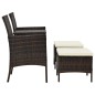 vidaXL Divano da Giardino a 2 Posti Tavolino e Pouf Polyrattan Marrone vidaXL Divano da Giardino a 2 Posti Tavolino e Pouf Polyrattan Marrone
