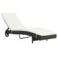 vidaXL Lettino Prendisole con Ruote e Cuscino in Polyrattan Nero vidaXL Lettino Prendisole con Ruote e Cuscino in Polyrattan Nero