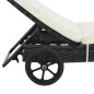 vidaXL Lettino Prendisole con Ruote e Cuscino in Polyrattan Nero vidaXL Lettino Prendisole con Ruote e Cuscino in Polyrattan Nero