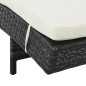 vidaXL Lettino Prendisole con Ruote e Cuscino in Polyrattan Nero vidaXL Lettino Prendisole con Ruote e Cuscino in Polyrattan Nero