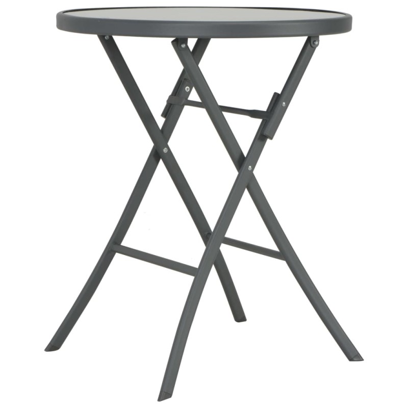vidaXL Tavolo da Bistrot Pieghevole Grigio 60x70cm in Vetro e Acciaio vidaXL Tavolo da Bistrot Pieghevole Grigio 60x70cm in Vetro e Acciaio