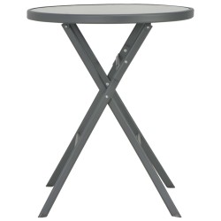 vidaXL Tavolo da Bistrot Pieghevole Grigio 60x70cm in Vetro e Acciaio