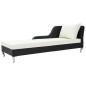 vidaXL Lettino Prendisole con Cuscino in Polyrattan Nero vidaXL Lettino Prendisole con Cuscino in Polyrattan Nero
