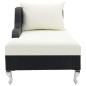 vidaXL Lettino Prendisole con Cuscino in Polyrattan Nero vidaXL Lettino Prendisole con Cuscino in Polyrattan Nero