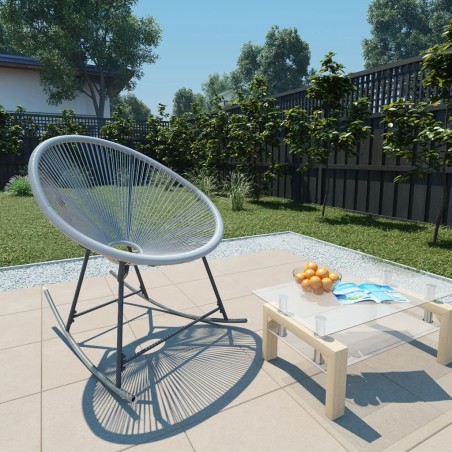 vidaXL Sedia a Dondolo da Giardino Grigia in Polyrattan