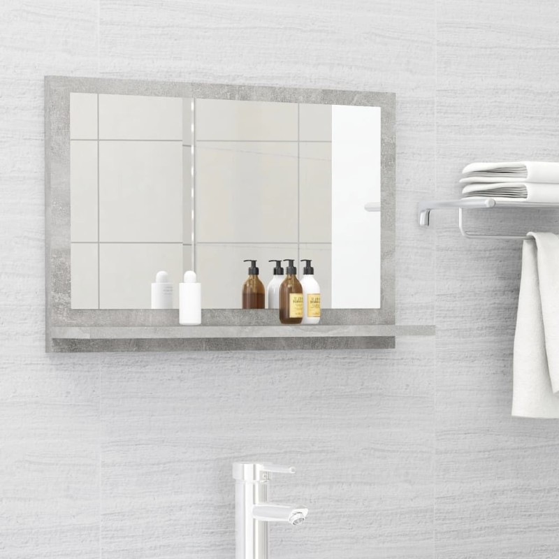 Specchio da Bagno Grigio Cemento 60x10,5x37 cm in Truciolato Specchio da Bagno Grigio Cemento 60x10,5x37 cm in Truciolato