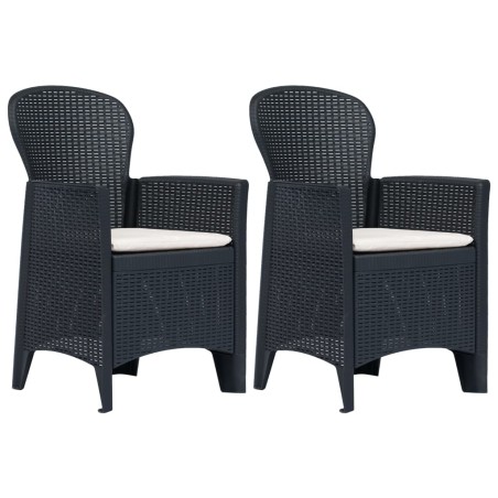 vidaXL Sedie da Giardino 2 pz Cuscino Antracite Plastica Stile Rattan 